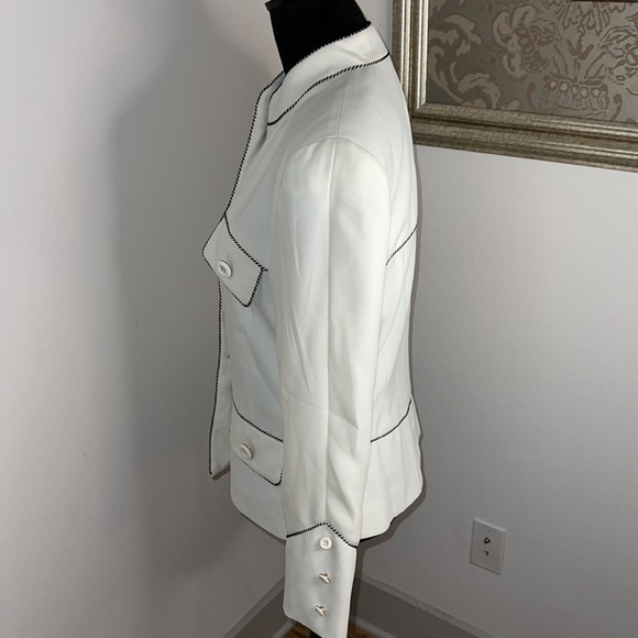 Passion exclusive‎ designer fashions ivory black trim blazer suit jacket Sz 8 - Picture 5 of 6